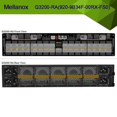 Switches Infiniband XDR Nvidia Q3200-Ra Quantum-3 com suporte a VLAN, baseados em dois módulos adjacentes, 2U, 36 portas XDR e 18 baias OSFP