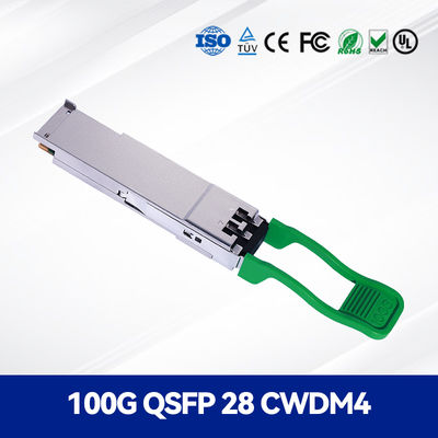 Módulo de transceptor óptico de alta velocidade 100G QSFP28 CWDM4 2 km para backbone e metro, acesso e agregação