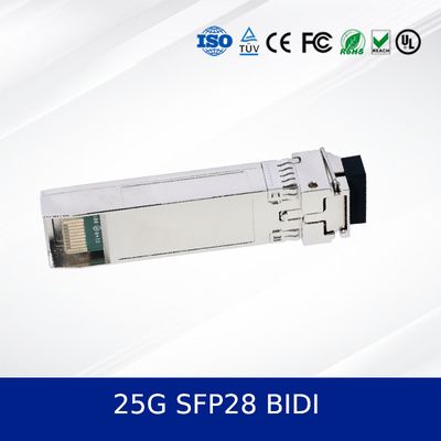 25G SFP28 BIDI 10KM Módulo de transceptor óptico CDR duplo Temporário Industrial, Suporte DDM