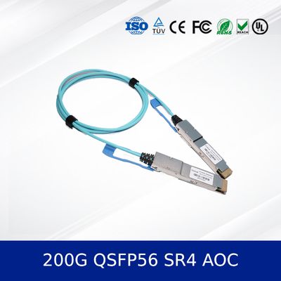 Módulo de transceptor óptico 200G QSFP56 SR4 AOC 3m Cable para 200G Ethernet OM4 MMF, Low Power, CMIS Compliant