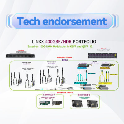 MFS1S00-H020V(980-9I45T-00H020) Cabo AOC Mellanox Ethernet 200GbE QSFP56 Cabo Óptico Ativo cabos infiniband