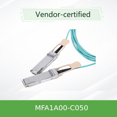 QSFP LSZH Mellanox AOC Cabo Óptico Ativo MFA1A00-C050 100GbE 50m novo e original