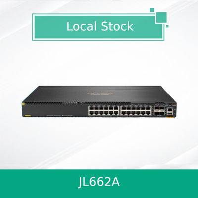 Switch HPE Aruba Networking CX 6300M de 24 portas 1 GbE Classe 4 PoE e 4 portas SFP56 (JL662A)