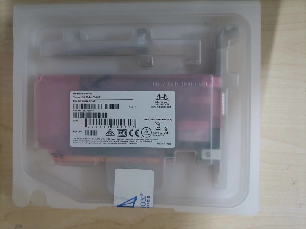 Placa de rede VPI Mellanox 100gbe Nic Adapter Card MCX555A-ECAT ConnectX-5 EDR 100GbE de Mellanox