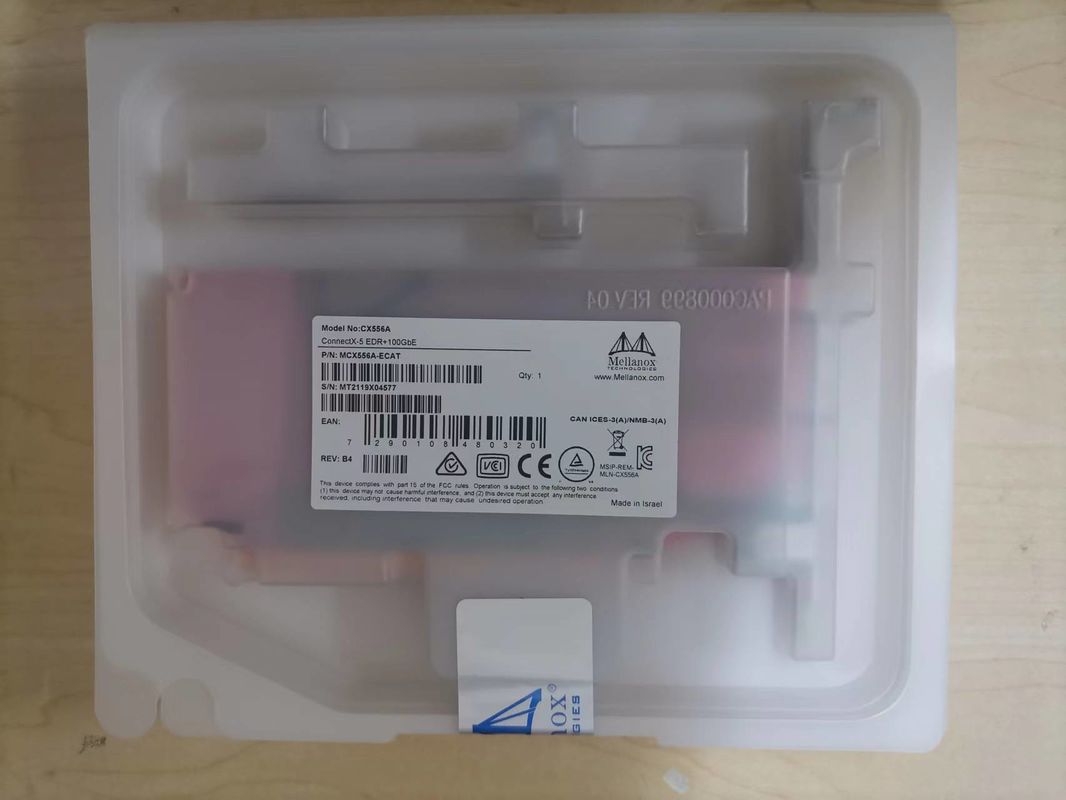 Placa de rede ex EDR InfiniBand e 100GbE QSFP28 portuário duplo MCX556A-EDAT de Mellanox do adaptador de ConnectX-5 VPI