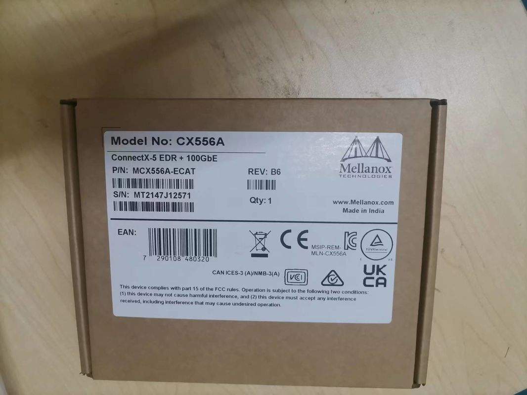 Placa de rede ex EDR InfiniBand e 100GbE QSFP28 portuário duplo MCX556A-EDAT de Mellanox do adaptador de ConnectX-5 VPI