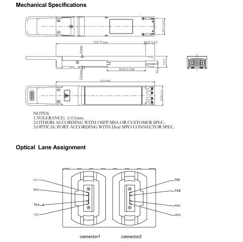 Interconexão de computação Transceptor óptico OSFP de 800 Gbps com conector MTP8APC duplo hotpluggable e alta taxa de dados