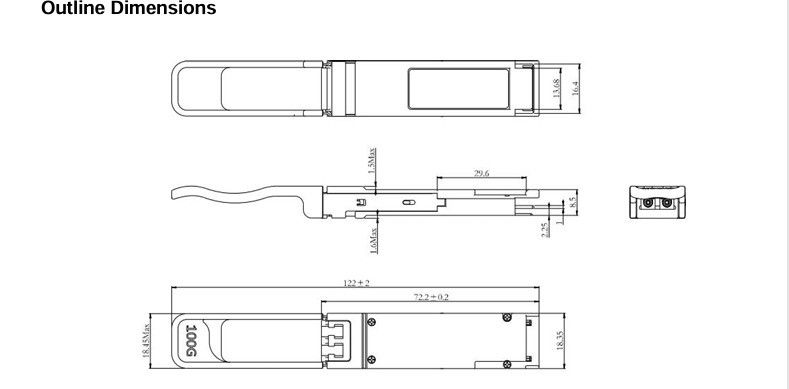 3.3V Fonte de Energia CC Interconexão de Computação 100G QSFP28 BIDI SR Transceptor para Modulo Óptico Plugável Quente do Data Center
