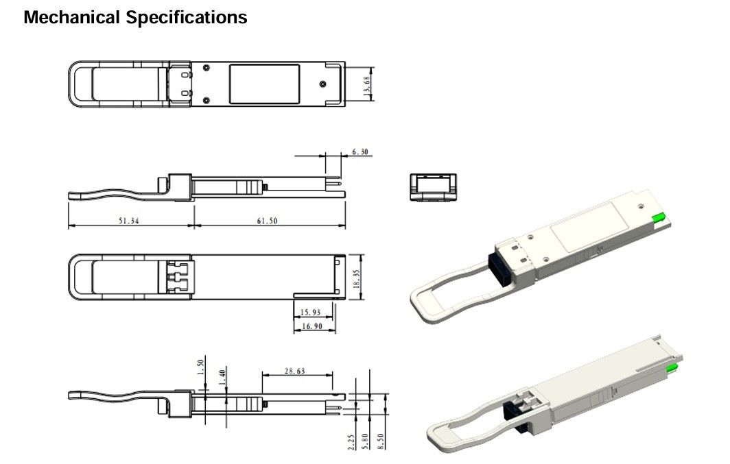 100G QSFP28 ZR4 LC Duplex Transceptor Óptico 80km SFP28 LR4 103Gbps EML LAN-WDM Transceptor com Diagnóstico Digital