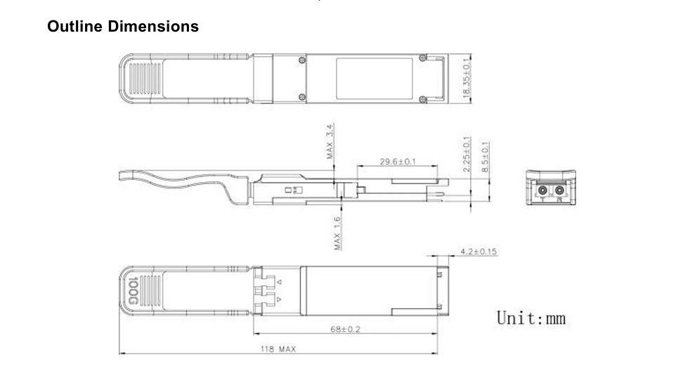 10 km Distância máxima de transmissão 100G QSFP28 LR4 Modulo de transceptores ópticos para soluções de conectividade de data center