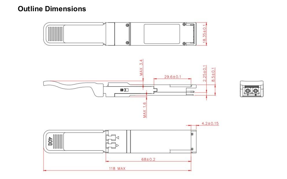 Distância de transmissão 10km 40Gb/s QSFP LR4 Transceptor óptico 1277.5nm 10km Duplex LC para equipamento de fibra óptica de velocidade