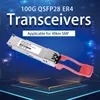 Transceptor Óptico 100g Qsfp28 Lr4 Er4 Zr4 10km 20km 40km 60km 80km Módulo Monomodo Multimodo Fibra Dupla LC/MPO