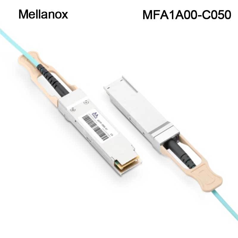 QSFP LSZH Mellanox AOC Cabo Óptico Ativo MFA1A00-C050 100GbE 50m novo e original