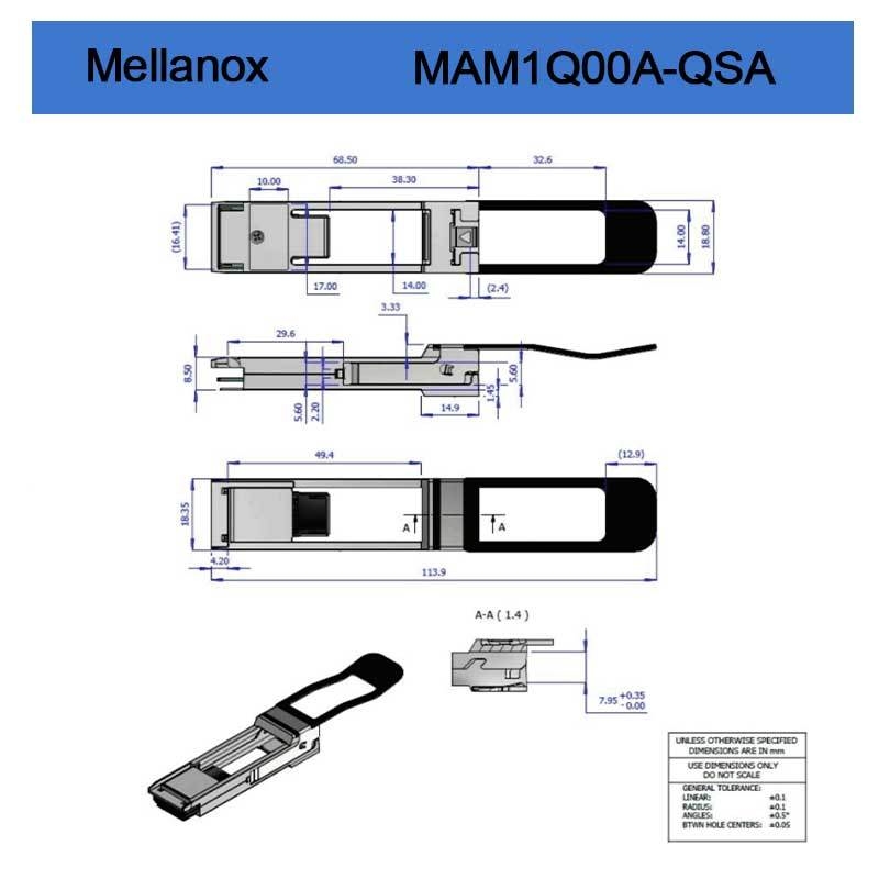 Mellnaox Novo Original Mam1q00A-Qsa Nvidia Dynamix QsaTM, Qsfp+ para SFP+ Adaptador