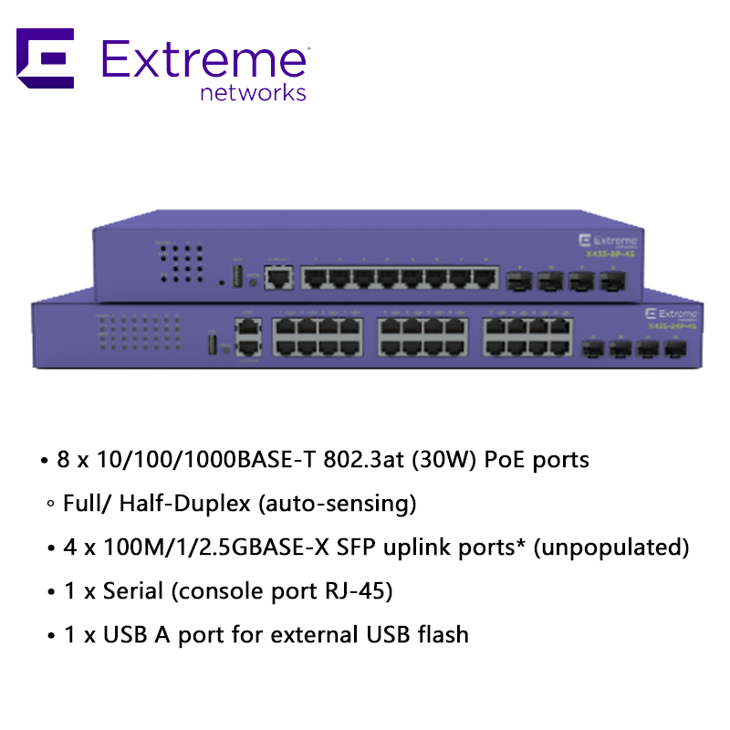 Switch de rede Mellanox de alto desempenho Extreme X435-8p-4s para conectividade rápida