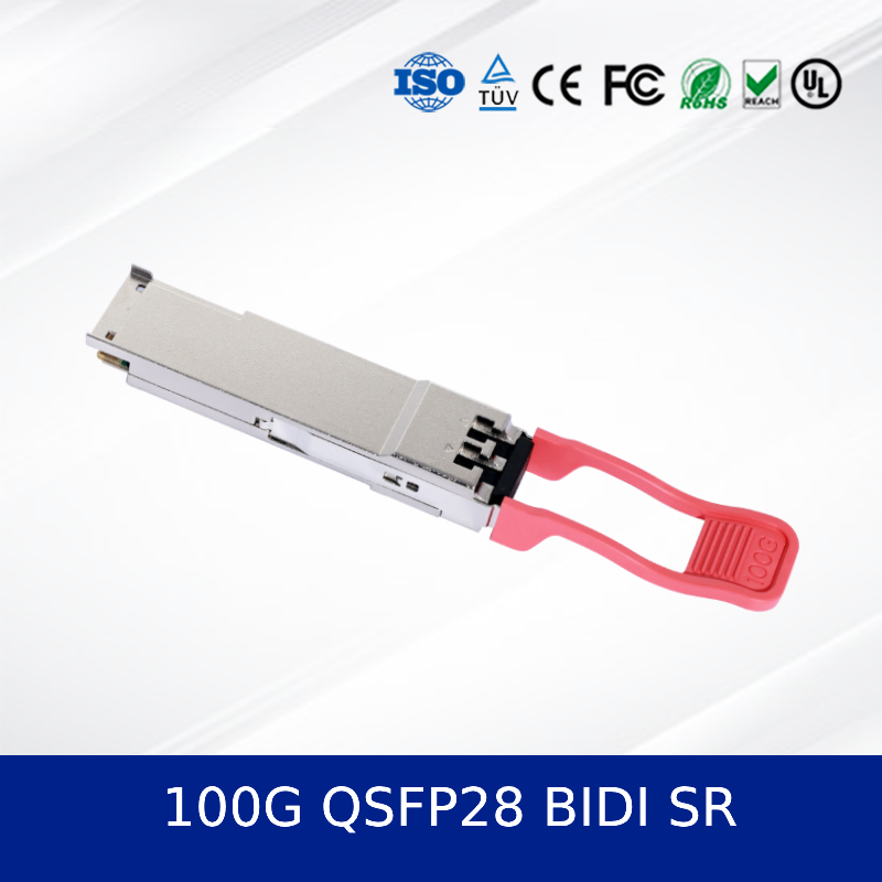 Modulo de transceptor óptico 100G QSFP28 BIDI SR de alta densidade de baixa potência com duplo comprimento de onda
