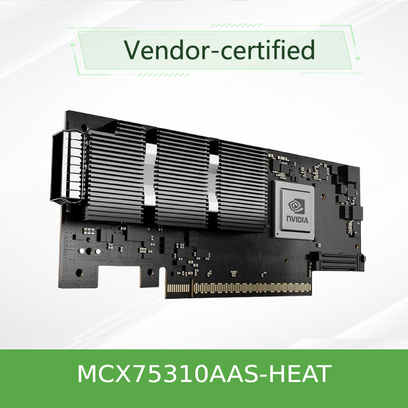 Adaptador NVIDIA ConnectX-7 MCX75310AAS-HEAT (900-9X766-003N-ST0) Porta única OSFP InfiniBand: NDR200 200GB/s (Velocidade padrão) Ethernet: 200GbE PCIe X16 Gen 4.0/5.0