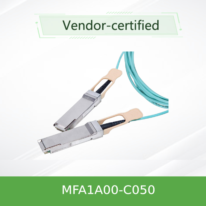 QSFP LSZH Mellanox AOC Cabo Óptico Ativo MFA1A00-C050 100GbE 50m novo e original