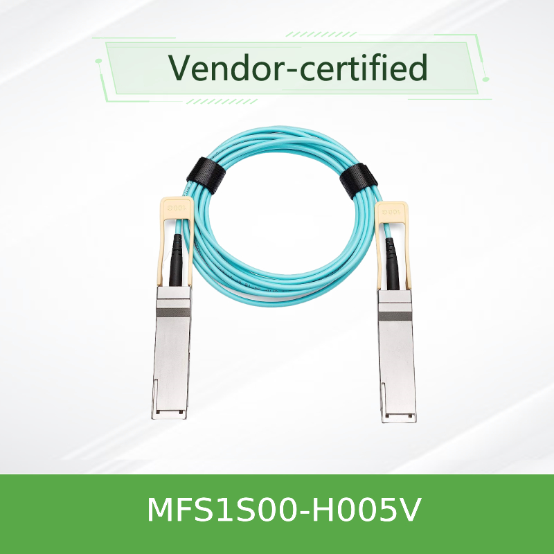 NVIDIA MFS1S00-H005V 200Gb/s QSFP56 cabo óptico ativo - 5m AOC para HDR InfiniBand & 200GbE